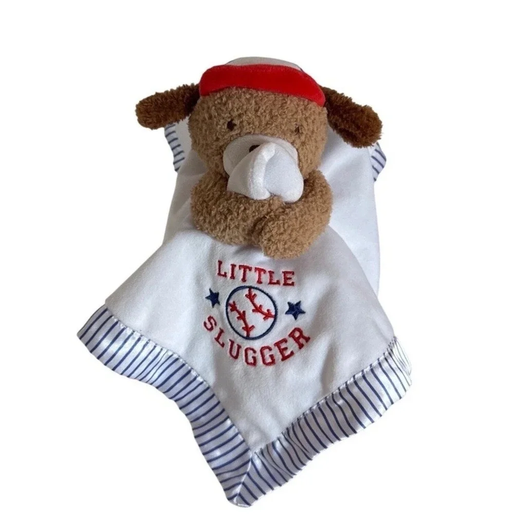 Carters Little Slugger Baseball Puppy Dog Baby Lovey Security Blanket Blue White